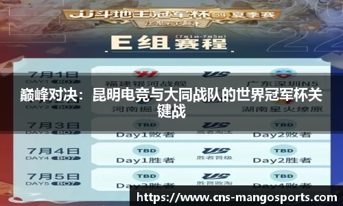 巅峰对决:昆明电竞与大同战队的世界冠军杯关键战